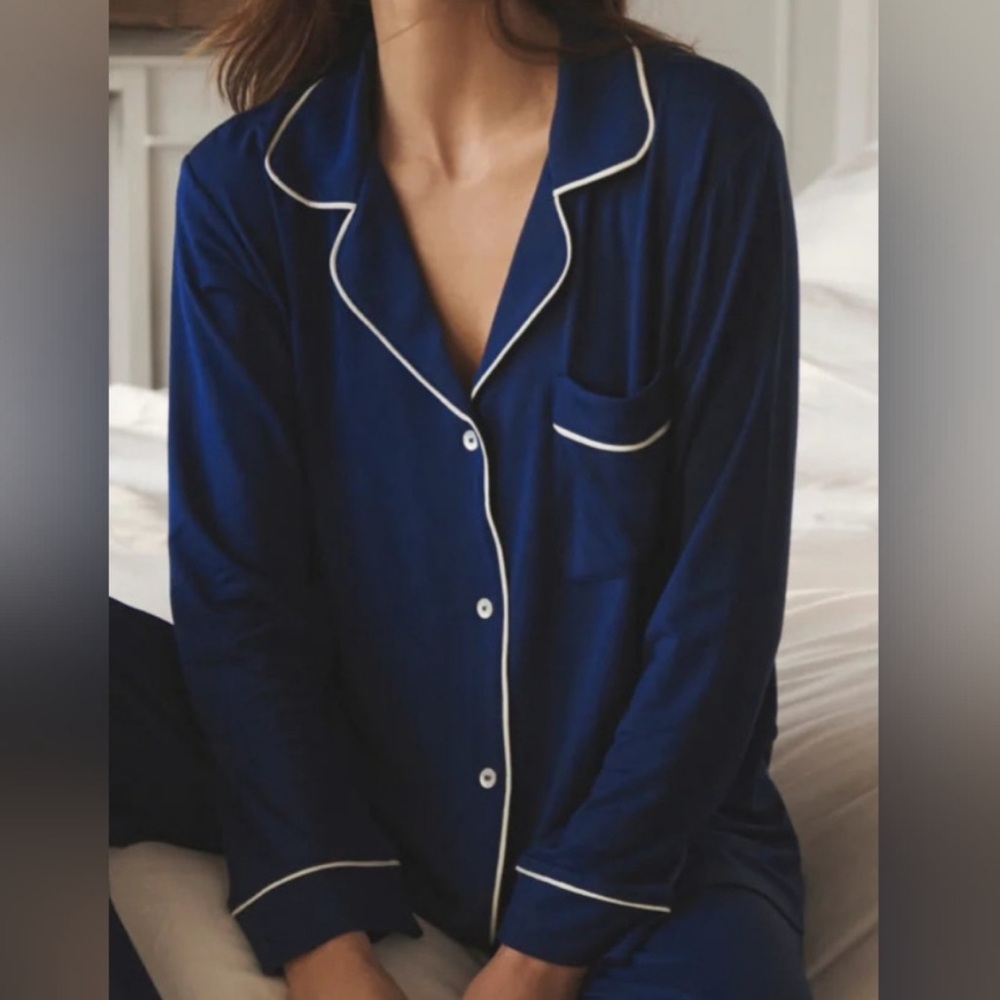 NEW Eberjey Gisele Long Sleeve Pajama Top Size XL Navy NWT Sleep Loungewear G26